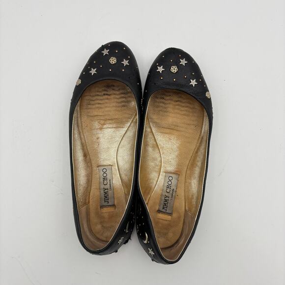 Jimmy Choo Star Studded Leather Ballet Flats Women's 40 - Picture 6 of 15